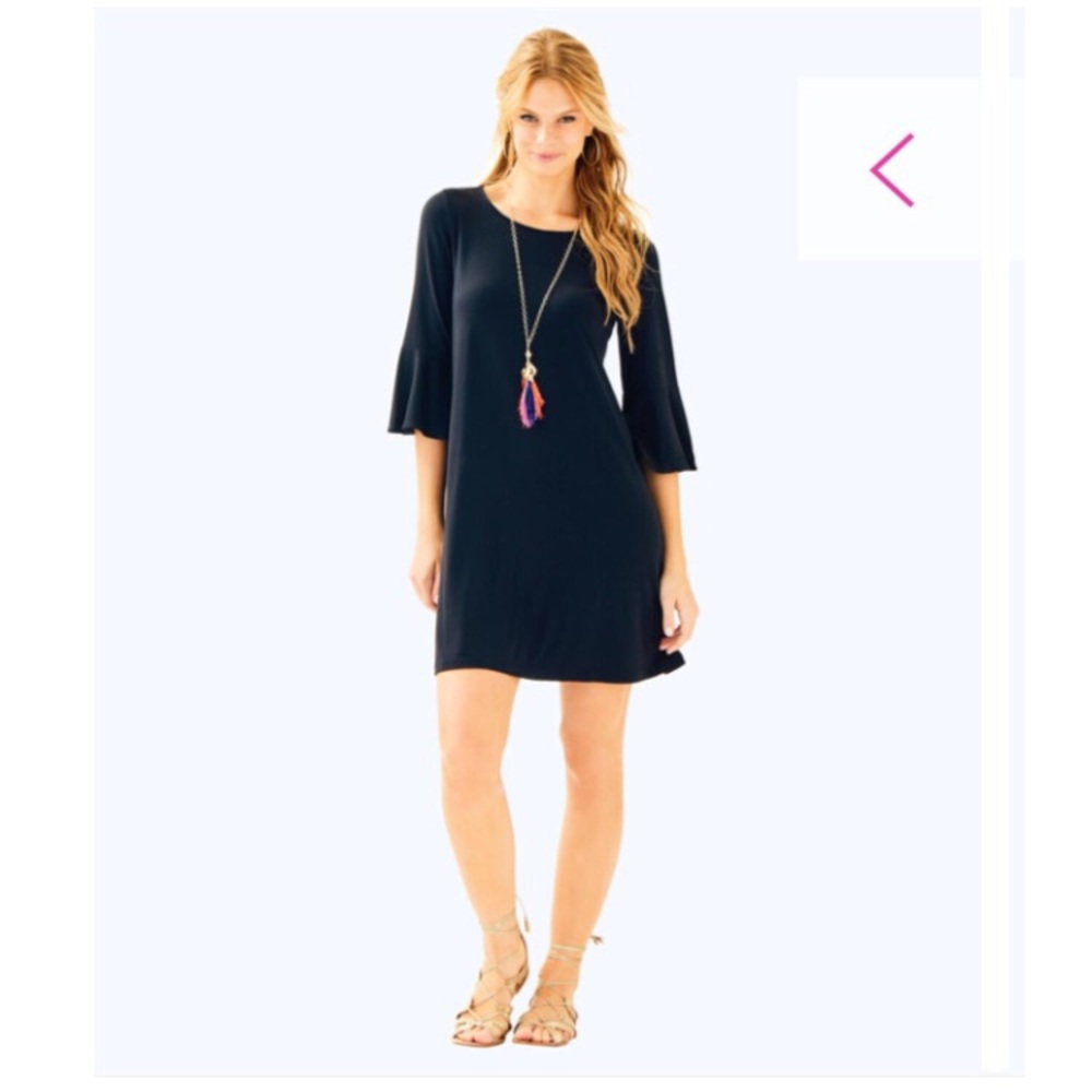 L Lilly Pulitzer Black Dress with Bell sleeves